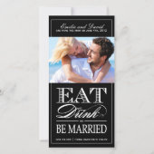 Eet, drink en wees getrouwd Save the Date uitnodig (Voorkant)