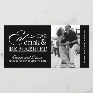 Eet, Drink en Wees Getrouwd Sla de Datum Uitnodigi Save The Date
