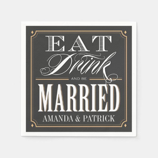 Eet Drink en Wees getrouwd Trouwservetten Servetten (Voorkant)