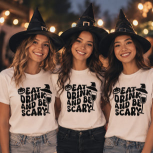 Eet, drink en wees grappig eng Halloween T-shirt