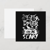 Eet Drink En Wees Grappig Zwart Wit Horror Kaart (Voorkant / Achterkant)