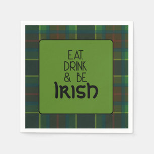 Eet, Drink en wees Irish Plaid Paper Napkin Servet