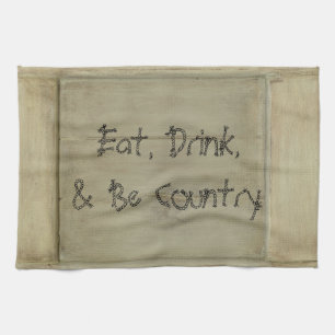 Eet, drink en wees landelijk theedoek