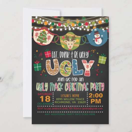 Eet, Drink en wees lomp - lomp kerstfeest Kaart (Voorkant)