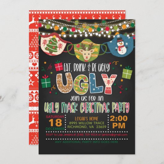 Eet, Drink en wees lomp - lomp kerstfeest Kaart (Voorkant / Achterkant)