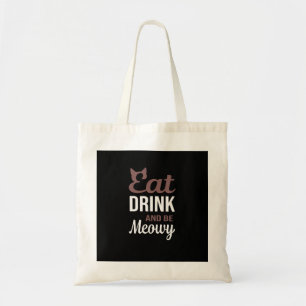 Eet, drink en wees meowy creatieve stijl tote bag