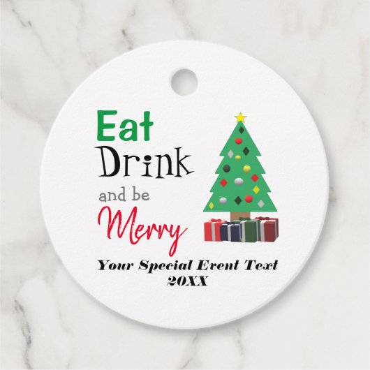Eet, Drink en wees Merry Bedankjes Labels (Voorkant)