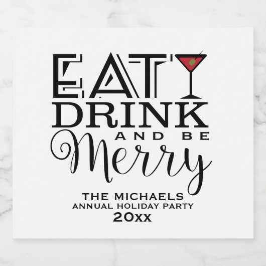 Eet, Drink en wees Merry Bier Etiket (Enkel label)