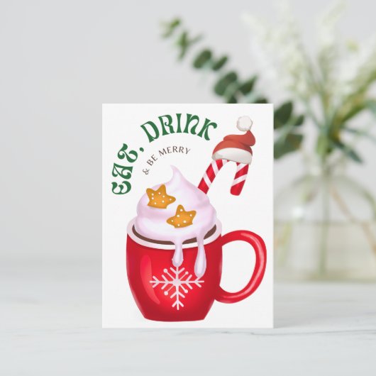 Eet, Drink en wees Merry Briefkaart (Staand voorkant)