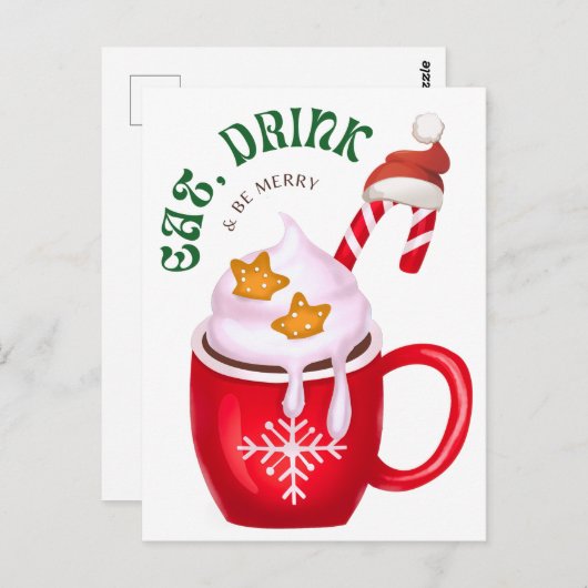 Eet, Drink en wees Merry Briefkaart (Voorkant / Achterkant)