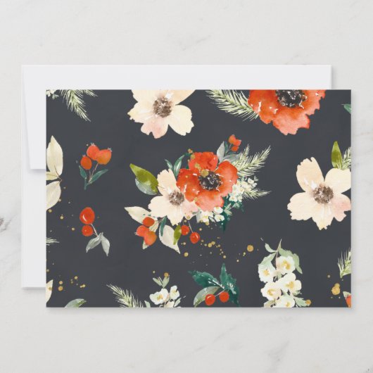 Eet, Drink en wees Merry Floral Holiday Party Kaart (Achterkant)