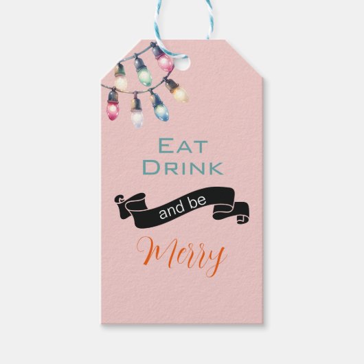 Eet Drink en wees Merry Gift Label Cadeaulabel (Voorkant)