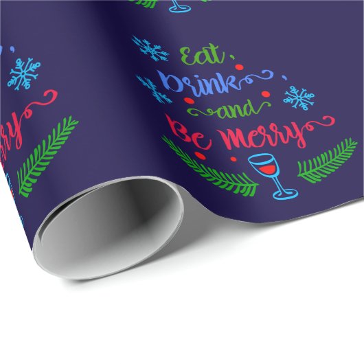 Eet, Drink en wees Merry, kerstfeestdag, ZSSPG Cadeaupapier (Rol Hoek)