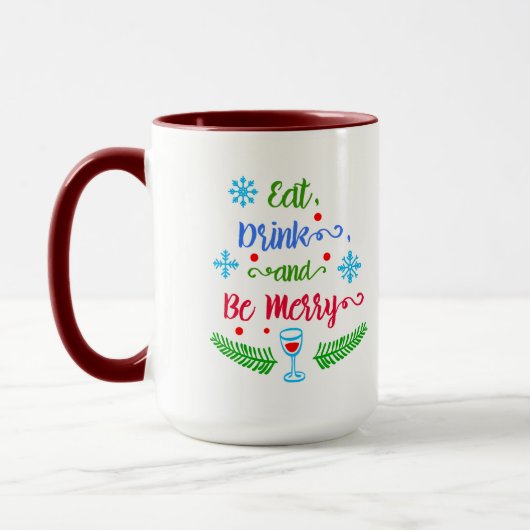 Eet, Drink en wees Merry, kerstfeestdag, ZSSPG Mok (Links)
