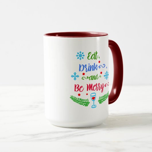 Eet, Drink en wees Merry, kerstfeestdag, ZSSPG Mok (Voorkant rechts)