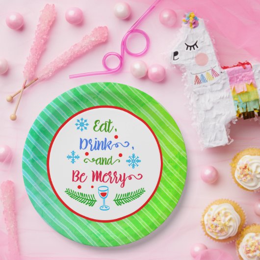 Eet, Drink en wees Merry, kerstfeestdag, ZSSPG Papieren Bordje (Feest)