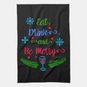 Eet, Drink en wees Merry, kerstfeestdag, ZSSPG Theedoek (Verticaal)