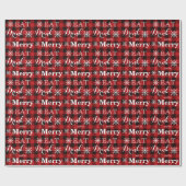 Eet Drink en wees Merry rood-zwart geruite patroon Cadeaupapier (Vlak)