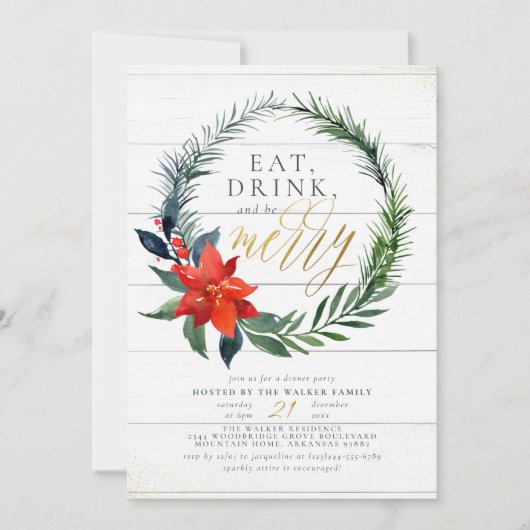 Eet Drink en wees Merry | Rustige houtbinnenpartij Kaart (Voorkant)