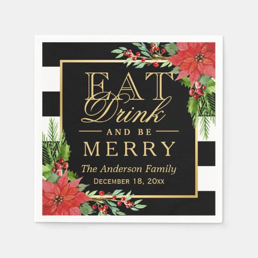 Eet Drink en wees prettig kerstflesje Servetten (Voorkant)