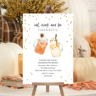 Eet Drink en wees Thankful Thanksgiving Drink Kaart