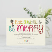 Eet Drink en wees vrolijk feestuitnodiging Kaart (Staand voorkant)