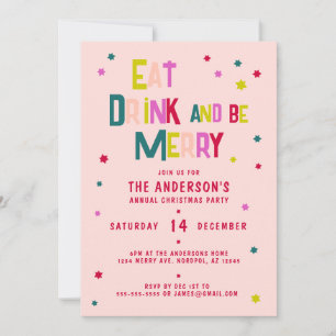 EET DRINK en wees VROLIJK Gepersonaliseerde Blush  Kaart