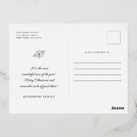 Eet Drink en wees vrolijk kerstcadeautje, Klassiek Folie Feestdagen Briefkaart (Achterkant)