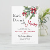 Eet Drink en wees vrolijk kerstfeest Drinken Kaart (Staand voorkant)