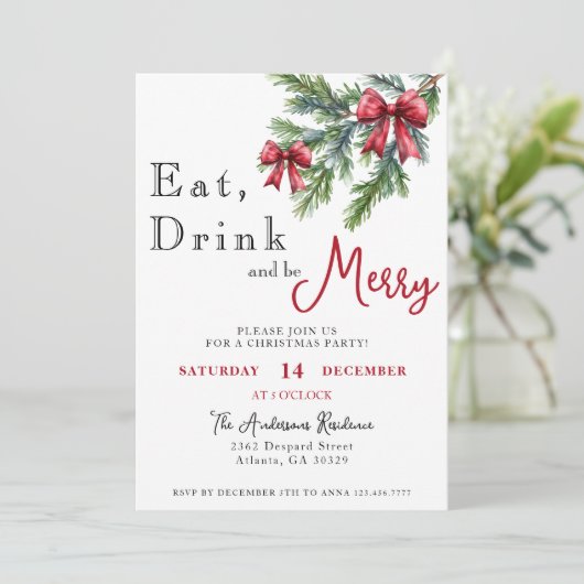 Eet Drink en wees vrolijk kerstfeest Drinken Kaart (Staand voorkant)