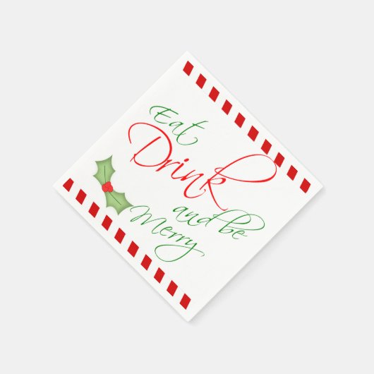 Eet Drink en wees vrolijk kerstfeest Holly Berry Servetten (Hoek)