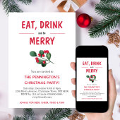 Eet drink en wees vrolijk kerstfeest kaart