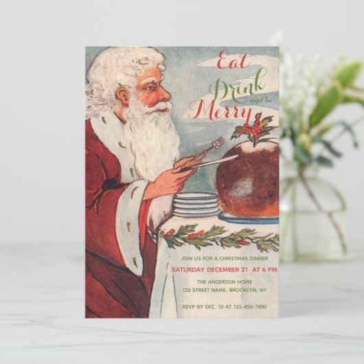 Eet Drink en wees vrolijk kerstfeest Kaart (Staand voorkant)