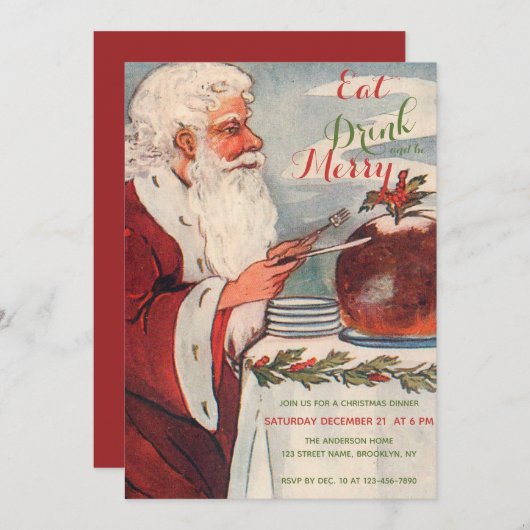 Eet Drink en wees vrolijk kerstfeest Kaart (Voorkant / Achterkant)