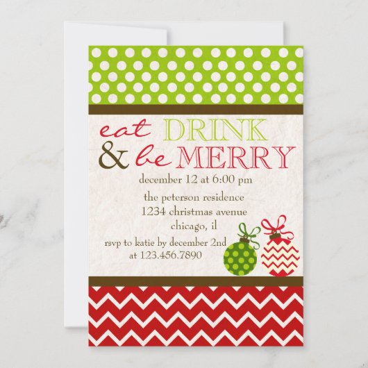 Eet Drink en wees vrolijk kerstfeest Kaart (Voorkant)