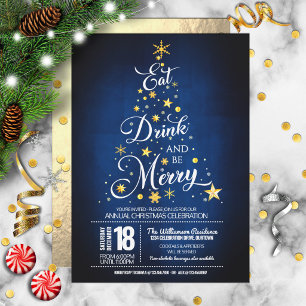 Eet, drink en wees vrolijk kerstfeest uitnodiging