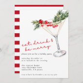 Eet, Drink en wees vrolijk kerstmartini Feestdagenkaart (Voorkant / Achterkant)