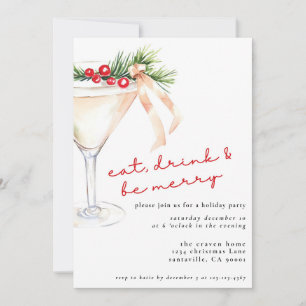 Eet, Drink en wees vrolijk kerstmartini Feestdagenkaart