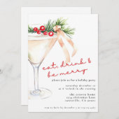 Eet, Drink en wees vrolijk kerstmartini Feestdagenkaart (Voorkant / Achterkant)