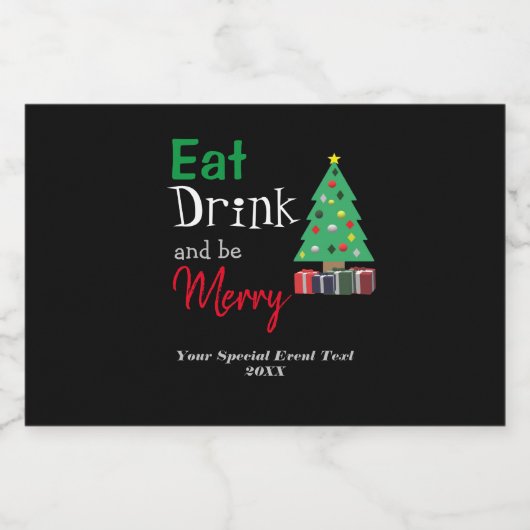 Eet, drink en wees vrolijk likeurfles etiket (Enkel label)