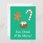 Eet Drink en wees vrolijk met kerst goodies Feestdagenkaart (Voorkant / Achterkant)