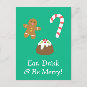 Eet, drink en wees vrolijk met Kerst lekkernijen Feestdagenkaart