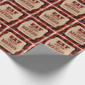 Eet Drink en wees vrolijk rustiek rood geruite ker Cadeaupapier (Hoek)