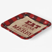 Eet Drink en wees vrolijk rustiek rood geruite ker Papieren Bordje (Gebogen)