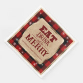 Eet Drink en wees vrolijk rustiek rood geruite ker Servet (Hoek)