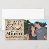 Eet, drink en wees vrolijk Sneeuwvlok Kerstfeest Feestdagenkaart (Voorkant / Achterkant)