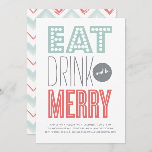 EET DRINK EN WEES VROLIJK | VAKANTIEUITNODIGING KAART (Voorkant / Achterkant)