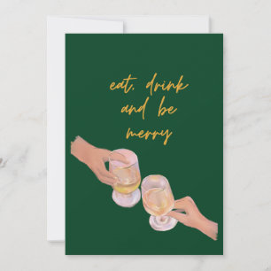Eet, Drink en wees Vrolijk, Vrolijk, Kerstmis, Ret Feestdagenkaart