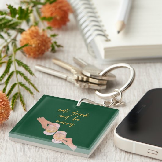 Eet, Drink en wees Vrolijk, Vrolijk, Kerstmis, Ret Sleutelhanger (Voorkant Rechts)