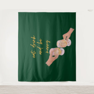 Eet, Drink en wees Vrolijk, Vrolijk, Kerstmis, Ret Wandkleed